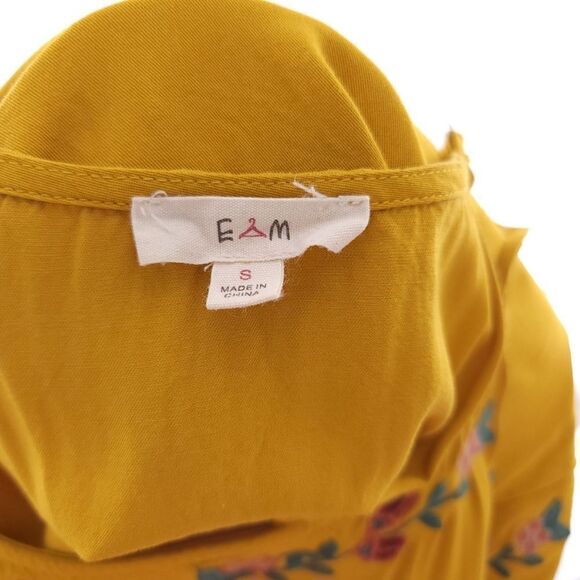 E Hanger M Junior's Size Small Sleeveless Mustard Yellow Floral Top - Picture 6 of 7